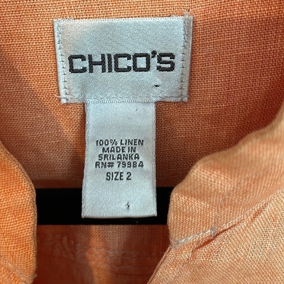 Chico's 100% Linen Women's Artsy Summer‎ lightweight jacket size 2 (Large/12) - Picture 7 of 9